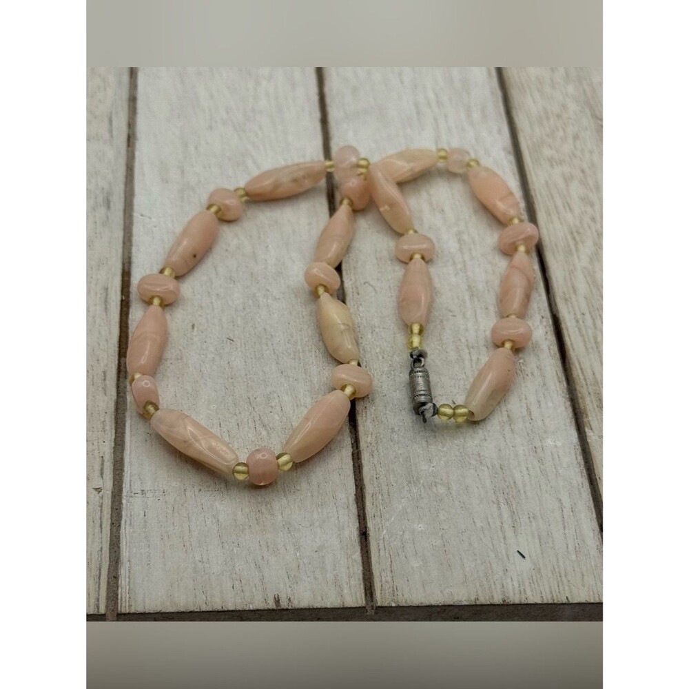 Elegant marbled glass Peach Bead Necklace - Women Jewelry